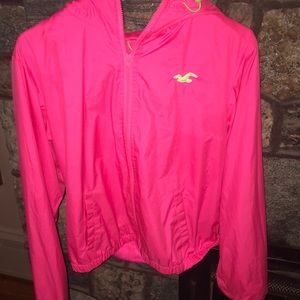 Hollister bright pink rain coat